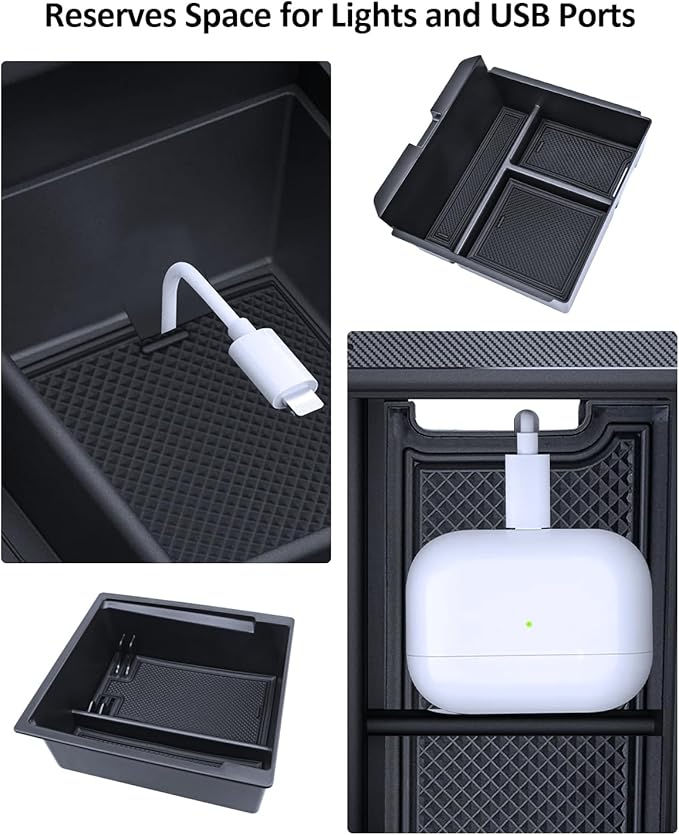 cybtkcar for Tesla Center Console Organizer Model Y Juniper Model 3 Highland Accessories 2025 2026 Upgrade Refreshed Car Organizer Storage Tray Hidden Storage Box Cup Holder Armrest Lower Tray 6PCS