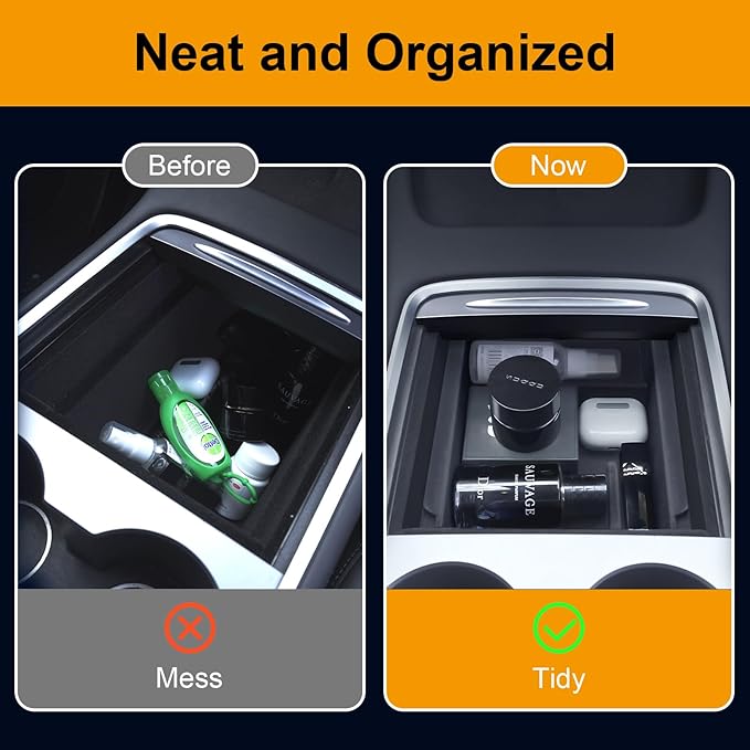 BANKKY Console Organizer Accessories for Tesla: Model Y/3 2021 2022 2023 2024 Highland Velvet Anti-Scratch Storage Box, Easy to Install with Smooth Slide