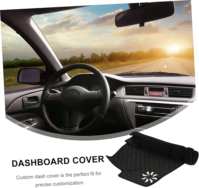 Mikinona Dash Cover Anti-Skid Dashboard Mat Polyester Protector with Pre-Cut Vent for Left-Hand Drive Cars Sunlight Glare and Scratch Resistant Car Interior Pad