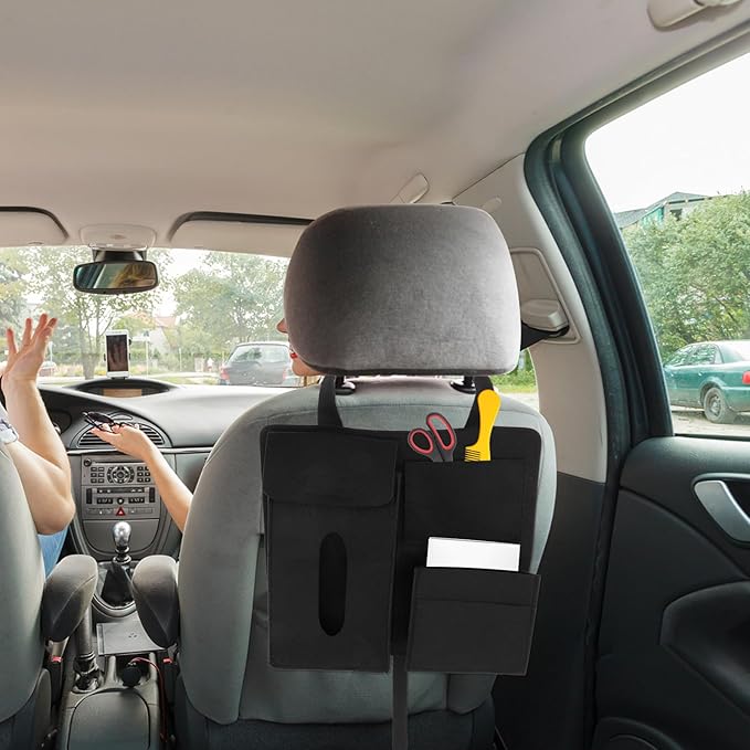 Felt Backseat Car Organizer 2pcs Hanging Storage Bags with Multi Pockets for Vehicle Seat Back Storage and Car Interior Organization
