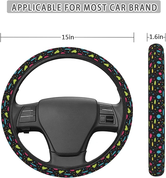 FeHuew Cute Splatters Colorful Steering Wheel Cover for Women, Girls 15 inch Universal Auto Car Anti Slip Wrap Steering Wheel Covers Fit for Vehicles, Truck, SUV