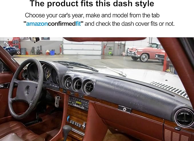 Dash Cover Mat Custom Fit for Mercedes Benz 350SL 380SL 380SLC 450SL 450SLC 560SL Without Climate Sensor, Dashboard Cover Pad Carpet Protector F286 (Navy Blue)