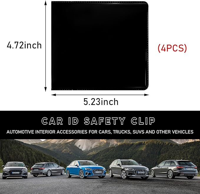 Ziciner 4PCS Car Registration and Insurance Holder, 5.2"× 4.7" Premium Auto Glove Box Organizer with Closure, Essential Vehicle Document Holder for Card, Driver License (Black)