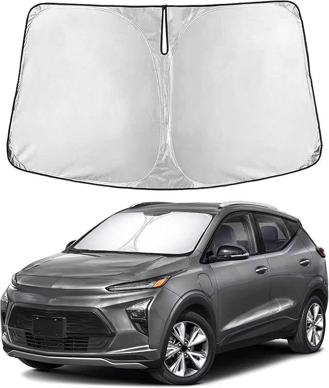EcoNour Windshield Sunshade for Chevrolet Bolt EUV 2022–2024 | Custom Fit Front Window Sun Shade | Blocks Harmful UV Rays & Reduces Heat | Foldable Sun Visor with Storage Pouch