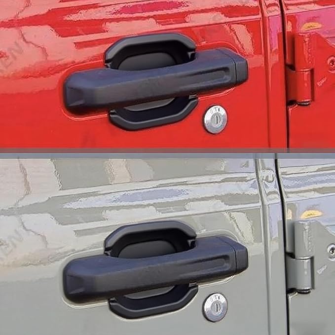 LIUQING Car Door Bowl Scratch Protector for Jeep Wrangler JL JLU & Jeep Gladiator JT 4 Doors 2018-2023 2024 2025, Exterior Door Handle Bowl Cover Trim Accessories