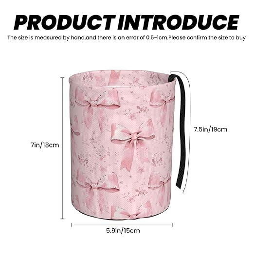 Pink Ribbon Bow Floral Car Trash Can Leak-Proof Waterproof Hanging Trash Bin Collapsible Garbage Can for Car Accessories Travelling Camping