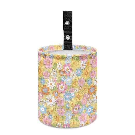 Brosoneto Colorful Hippie Flower Car Trash Bag Car Trash Can for Car Front Seat, Back Seat, Floor, Headrest-Easy to Clean Car Garbage Accessory Car Interior Decoration