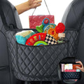 Car Purse Holder - PU Leather Net Pocket Between Seats Organizer - Large Capacity Bag