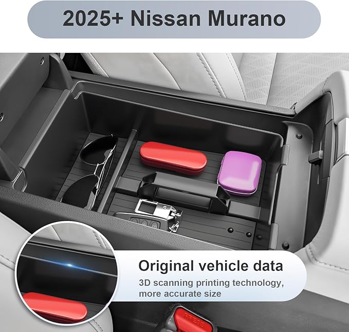 SKTU 4-Pack for 2025 2026 Nissan Murano Center Console Organizer for 2025 2026 Nissan Murano Console Tray & Lower Console Organizer & Wireless Charging Mat Nissan Murano 2025 2026 Accessories Tray