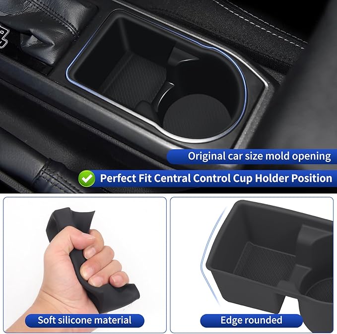 Central Control Gear Water Cup Silicone Case for 2016-2023 Toyota Tacoma Center Console Cup Holder Protector Interior Modification Accessories (Rear Gear Water Cup Mat)