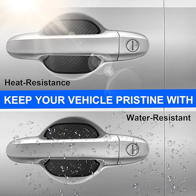 4PCS Car Door Handle Stickers Scratch Protectors Carbon Fiber Car Door Handle Bowl Sticker Universal Door Handle Protective Film for Most Models (Medium)