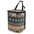 Southwestern Tribal Aztec Cowhide Hanging Trash Can for Car,Leak Proof Multipurpose Trash Bin Can with Lid,Universal Fit Most Vehicle
