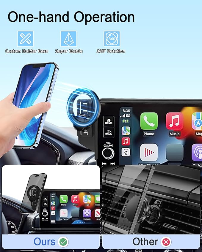 PZK Car Phone Mount for Hyundai Elantra 2021-2025 SE/SEL/Sport/Limited/N Line Accessories 8-Inch/10.25-Inch Screen Car Phone Holder Compatible with Magsafe 360° Rotation Phone Cradles Not Affect Vent
