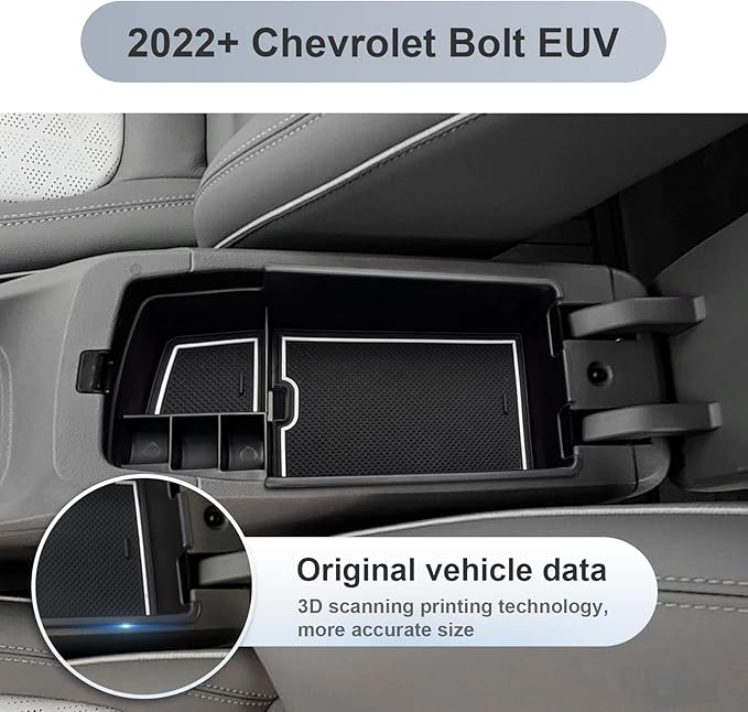 SKTU Update 2022 2023 Chevy Bolt EV EUV Center Console Organizer Insert ABS Black Materials Tray Secondary Storage Box Latest Chevy Bolt EUV 2023 Accessories with Coin and Sunglasses Holder (White)