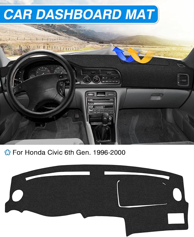 Cartist Dash Cover Compatible with Honda Civic 1996 1997 1998 1999 2000 Dashboard Cover Mat Non-Slip Carpet Sunshield Glare UV Rays Protector