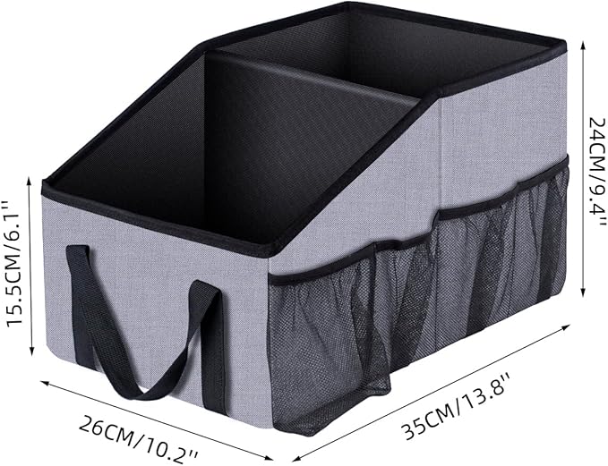 Smof Car Seat Organizer-Car Organizer Front Back Seat for Kids Collapsible Car Backseat Storage with Detachable Divider, Cup Holders & Mesh Pockets, Small Travel Organization for Trunk