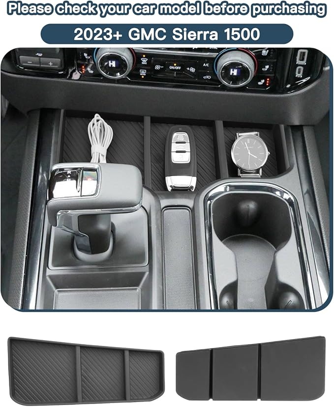 Ruiya 2026 Silverado Sierra Lower Console Organizer Compatible with 2023-2026 Chevy Silverado/GMC Sierra 1500 Accessories Console Organizer 2026 Silverado & Sierra (Full Console w/Bucket Seats ONLY)