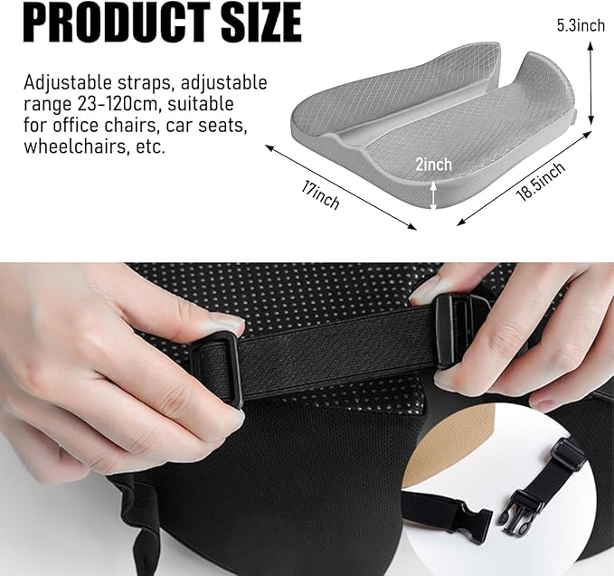 Car Seat Cushion, Soft Memory Foam Auto Cushion, Comfortable & Breathable Automotive Front Seat Buttom Cushion Pad, Universal Vehicle Truck SUV Van Car Accessories (Gray)