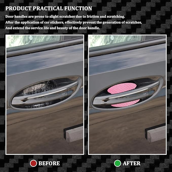 4PCS Car Door Handle Cup Scratch Protectors, Carbon Fiber Anti-Scratches Car Door Cup Protector, Universal Door Handle Protective Film, Car Door Handle Paint Cover Guard Pad for Most Car Handles