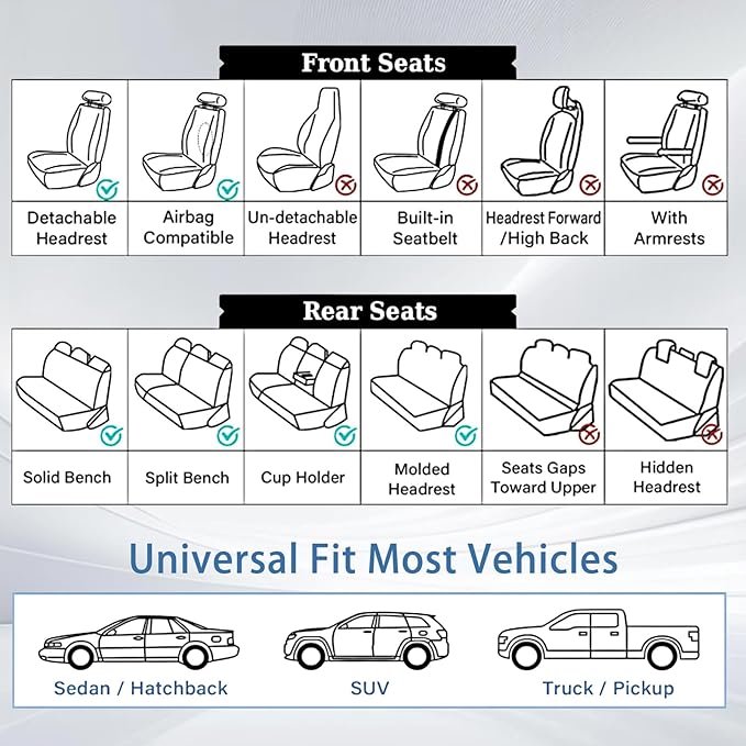 WELLDO Car Seat Covers Full Set,Nappa Leather Seat Covers for Car, Waterproof Car Seat Protector with Lumbar Support, Automotive Seat Covers Universal Fit for Most Cars SUV Truck, 2seats,Brown