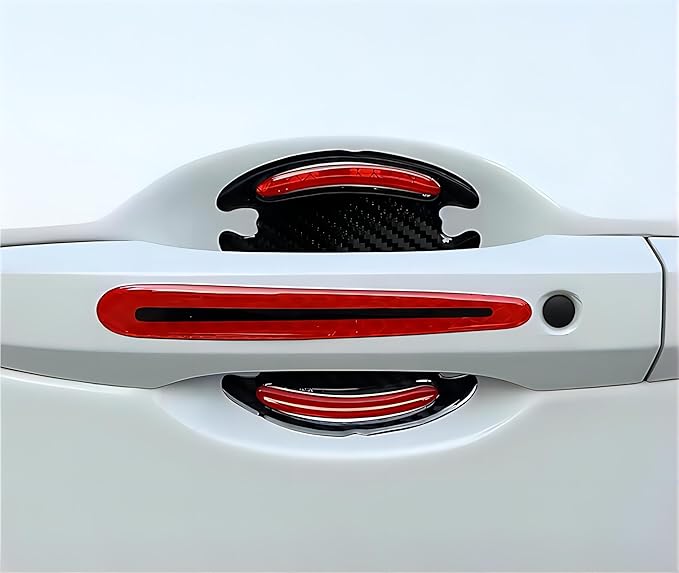 Car Door Protector-Door Handle Shielding Film, Door Dampening Pads, and Door Corner Guards for All Car Models - Noise Reduction & Anti-Scratch Solution (Red)