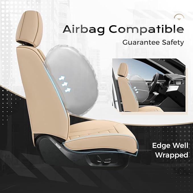 Coverado Car Seat Covers Full Set, Seat Covers for Cars, Front Seat Covers and Back Seat Cover Waterproof Leather Automotive Seat Cover, Universal Car Interior Protectors Cushion for Most Cars