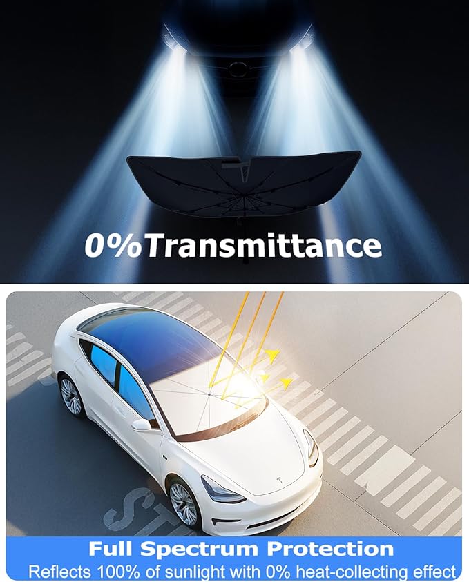 [2025 Upgrade] Doogoocoo Windshield Sun Shade [Ice-Crystal Cooling & 100% UV Block]-UPF50+ Heat Shield | Keep Car Cooler & Protect Interior, Foldable Car Sunshade with Reflective Coating (61"x35")