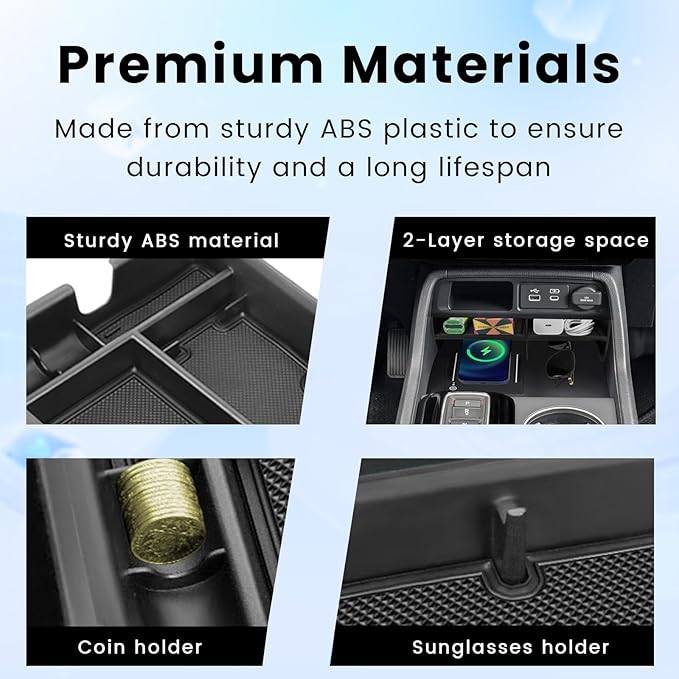 Neepiar 3PCS Center Console Organizer Compatible with 2023-2026 Honda Pilot 2026 Honda Passport Hidden Storage Tray Armrest Storage Tray Insert Divider Slot Box Secondary Interior Accessories