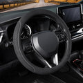 COFIT 15 inch Microfiber Suede Car Steering Wheel Cover, Universal Anti-Slip Grip Protector for SUV Truck, Black
