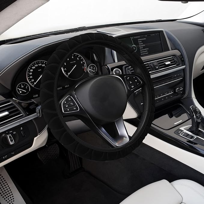 Car Steering Wheel Cover, Universal Anti-Slip Auto Steering Wheel, Fluffy Steering Wheel Cover, Soft Plush Auto Interior Accessories Fit Vehicles, Sedans, SUVs, Vans, Trucks
