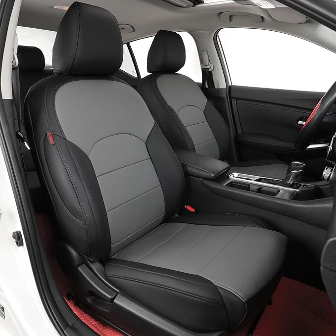 coverdream Rogue Leather Seat Covers Full Set for 2014-2019 2020 Nissan Rogue(Not for Select) S,SV,SL,Fully Covered,Luxury Waterproof Car Seat Protector,Fit Like A Glove (Black/Gray)