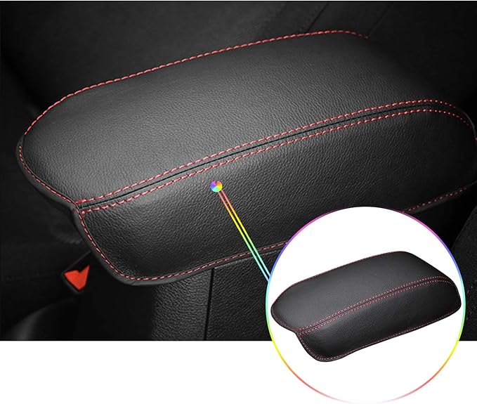 Auto Central Console Armrest Pad Fit for 2015-2022 Renegade Seat Box Cover Jeep Automotive Car Center Console Soft Cushion (Red Line)