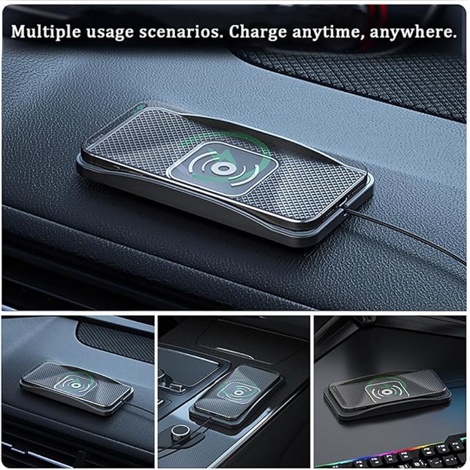 Wireless Car Charger Pad for Ford F-150 Lightning 2022-2025, Type-C/USB 20W Car Wireless Charger Non-Slip Phone Charging Pad Car Accessories,A 30cm Cable Type-C Plug