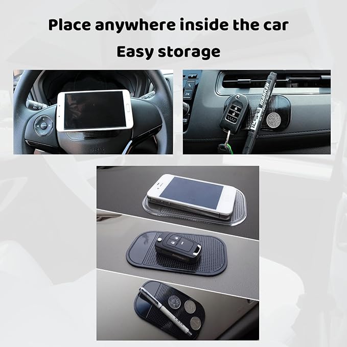Car Dashboard Anti-Slip Mat, 5-Pack Non-Slide Pads for Car Extra Thick Sticky Dash Pad for Radar Detector, Cell Phone, and Car Dash Accessories