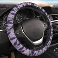Car Steering Wheel Cover with Anti-Slip Lining, Universal 15 inch Wheel Cover, Fashion Car Interior Accessories for Women Men - Purple Lavender Flower