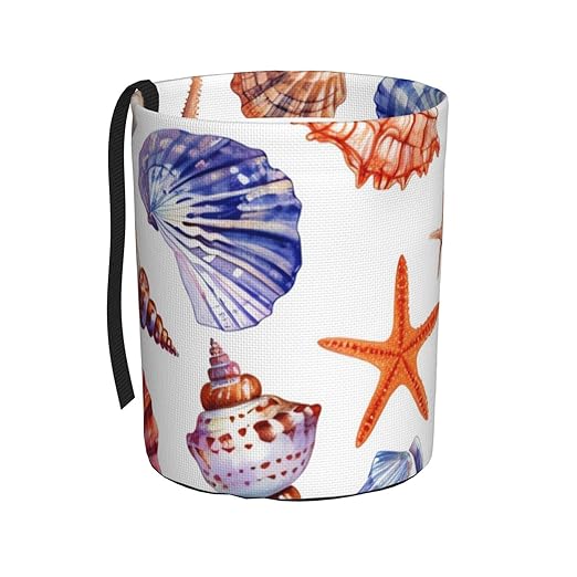 Beach Seashells Car Trash Can Garbage Cans Foldable,Cute Hanging Car Organizer and Storage Bag Leak Proof, Auto Back Seat Trash Bin Universal for Truck, SUV, Outdoor Travel