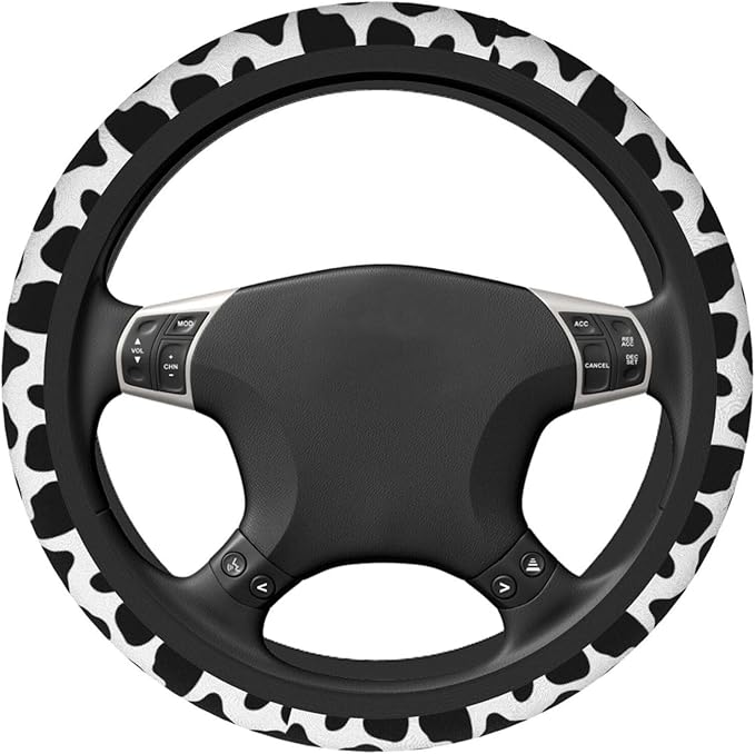 Cow Print Universal 15 Inch Steering Wheel Covers Non Slip Neoprene Car Wrap Cover For Adults