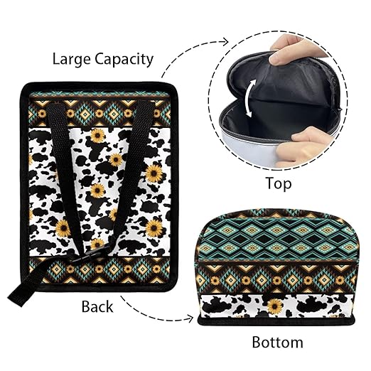 Tribal Aztec Cow Print Car Trash Bin Interior Accessories Portable Leak Proof Vehicle Garbage Cans Bag for Back Seat Washable Mini Car Trash Cans