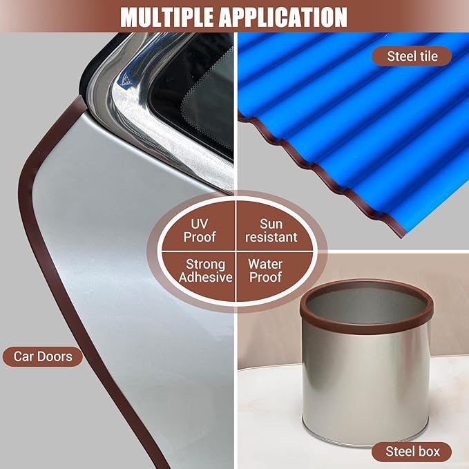 Rubber Edge Trim, Flexible Edge Trim for Sharp Edge, 1/16" U Channel Edge Protector, Self Adhesive Edge Guards for Car Doors and Sheet Metal Parts, 10Ft, Brown Color
