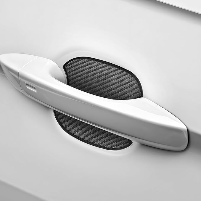 4 PCS Car Door Handle Bowl Stickers, Anti-Scratch Carbon Fiber Auto Handle Cup Protector Paint Guard, Waterproof Door Bowl Sticker Non-Marking Protective Film for Car SUV Truck (Medium)