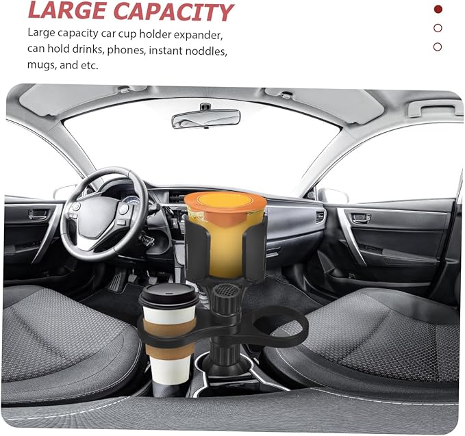 Amosfun Adjustable Car Cup Holder Expander Large Capacity Non Slip Storage Box for Drinks Phones Snacks Versatile Portable Tray Suitable for Multiple Car Models