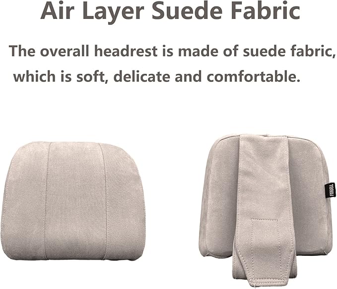 Forbell Premium Car Headrest Pillow Suede Memory Foam Neck Support for Drivers Ergonomic Auto Pillow with Slow Rebound Comfort