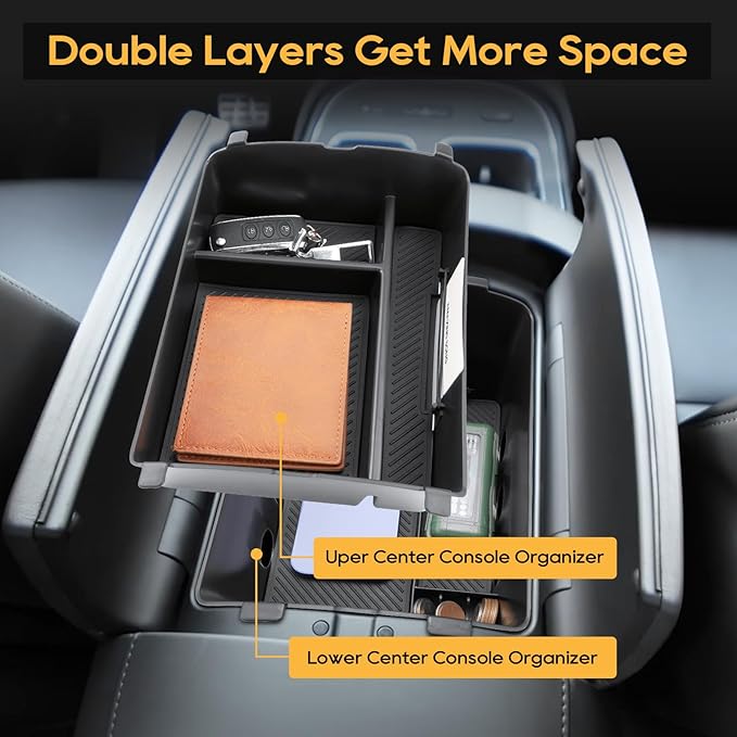 LFOTPP 2026 Palisade Center Console Organizer - 2PCS Upper + Lower 2026 Palisade/Palisade Hybrid Armrest Storage Box Tray - 2026 Hyundai Palisade Hybrid Accessories - Only Fit Calligraphy Trim