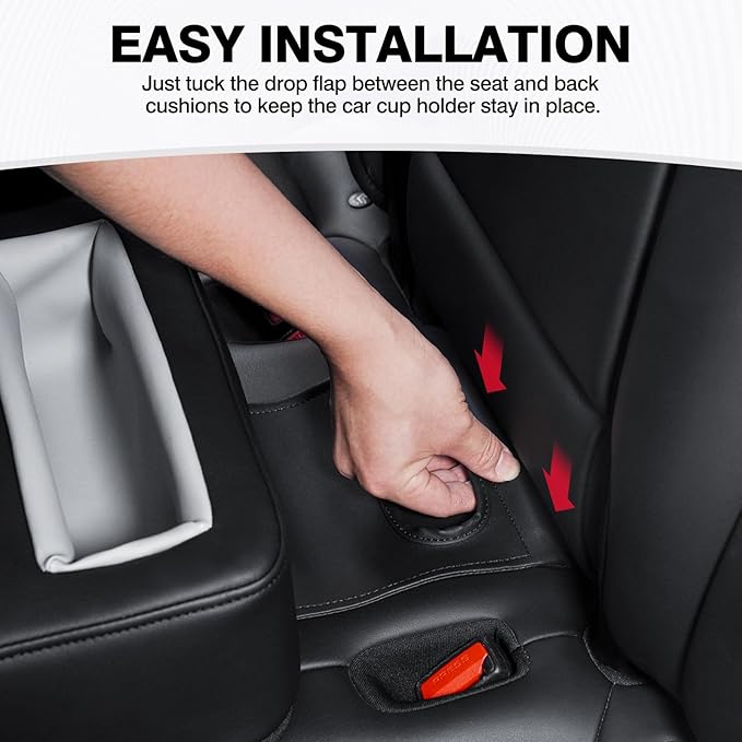 Autorder Back Seat Cup Holder for Car, Couch Cup Holder, Car Truck Boat RV Organizer, Holds Coffee Cups, Books, Phones, Remote Controls - PU Leather Black
