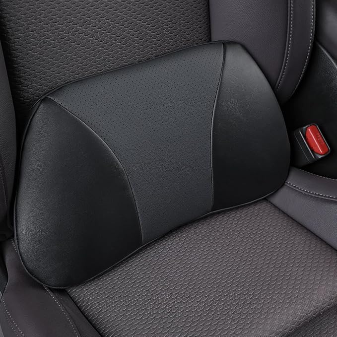 Aerovia 1p Memory Foam Lumbar Support Pillow for car Lower Back Pain Relief - Back Cushion for Driving, Chair Support for Car-Office Chair（Black）