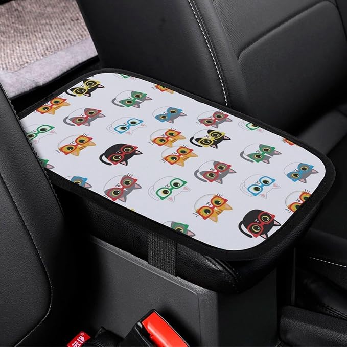 Auto Center Console Armrest Cover Pad Cute Cats Animals Pet Cat Lovers Kawaii, Comfortable Universal Fit Armrest Box Cover Car Accessories for Vehicle SUV Truck