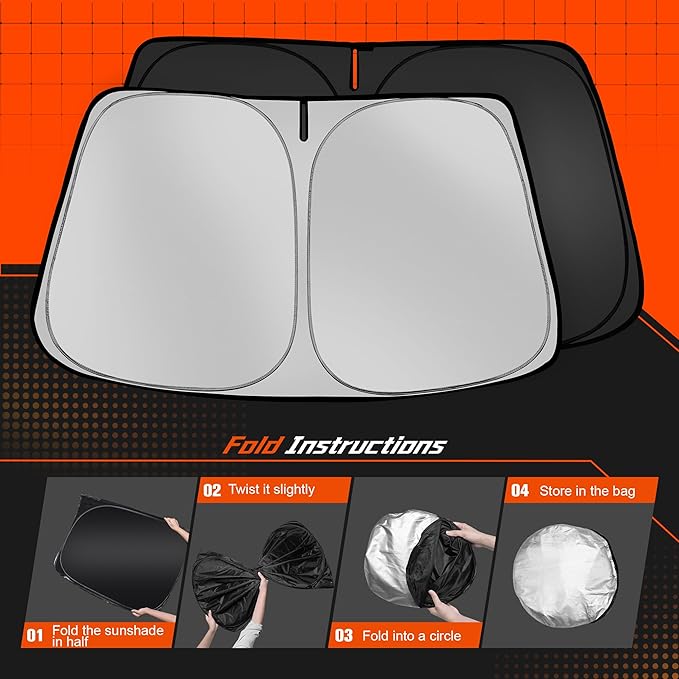 Toluoma Custom Fit Windshield Sun Shade for BMW X7 2019-2025 - Full Coverage, 210T Reflective Fabric, Double-Layer Design - Blocks 99% UV Rays, Keeps Car Cool, Easy to Install and Store