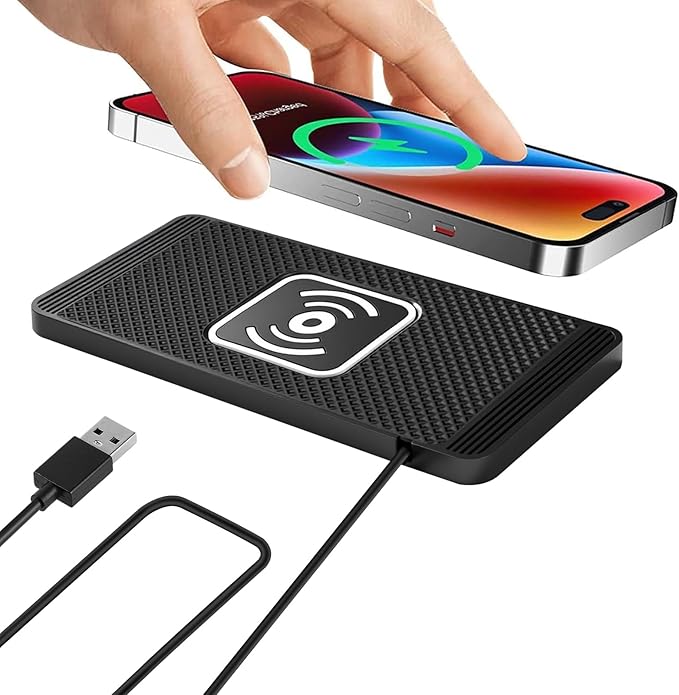 ZPSHYD Wireless Car Charger Charging Pad 15W Non Slip Fast Charging Phone Charger 4 Charging Modes, Compatible with Android iOS Qi Devices (1m Cable USB Port)