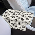 Dreaweet Cute Center Console Cover Black Dog Paw Print Car Arm Rest Cover Pad with Pockets Soft Comfy Thick Armrest Cover Universal Fit Auto Accessories Interior for Women