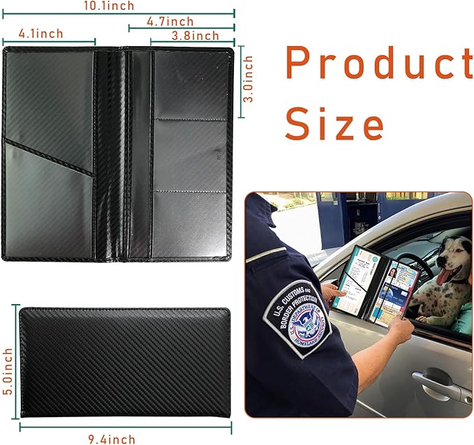 Kewucn Car Registration and Insurance Card Holder, Leather Auto License Document Glove Box Compartment Organizer, Essentials Vehicle Wallet Case for Driver License, ID Card (Black Carbon Fiber)
